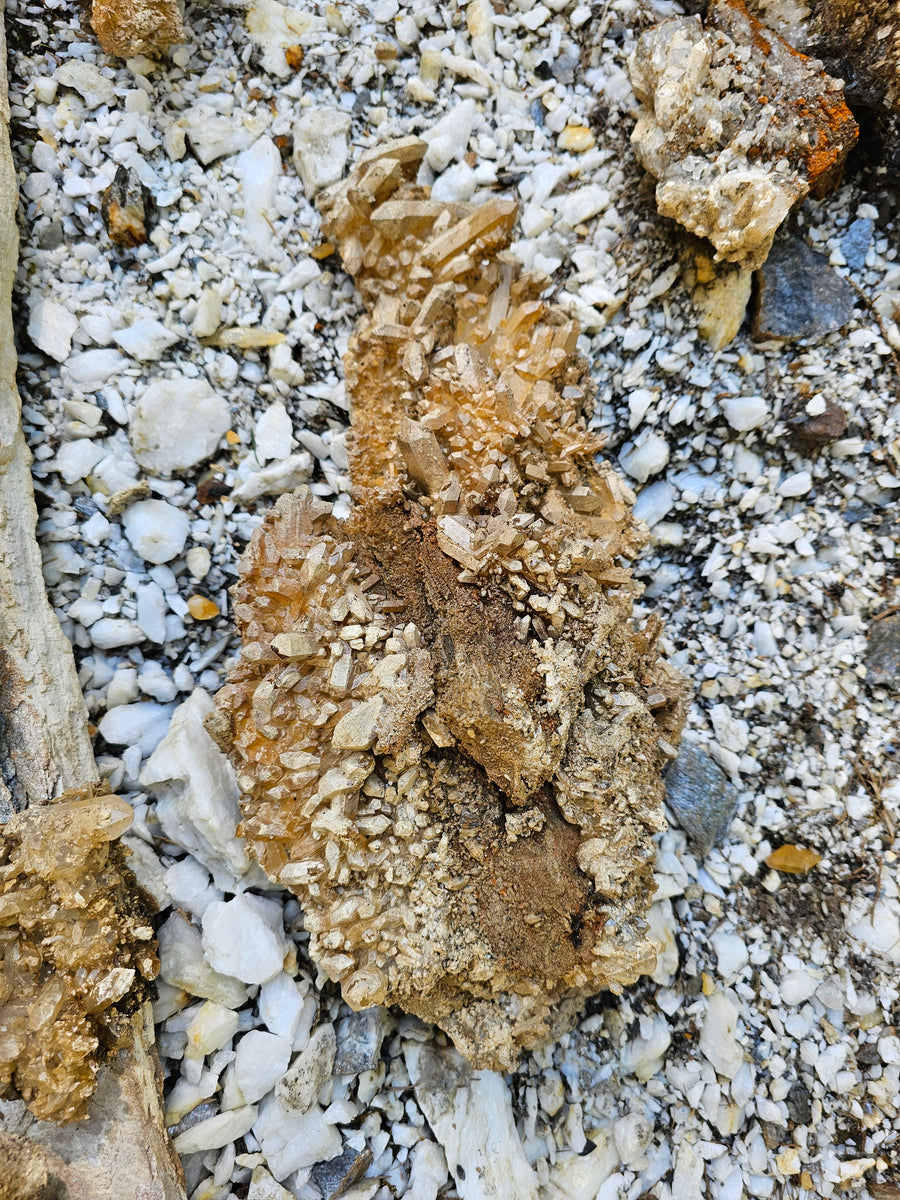 Wunderschöner Bergkristall auf natürlichem Mutterstein angewachsen.